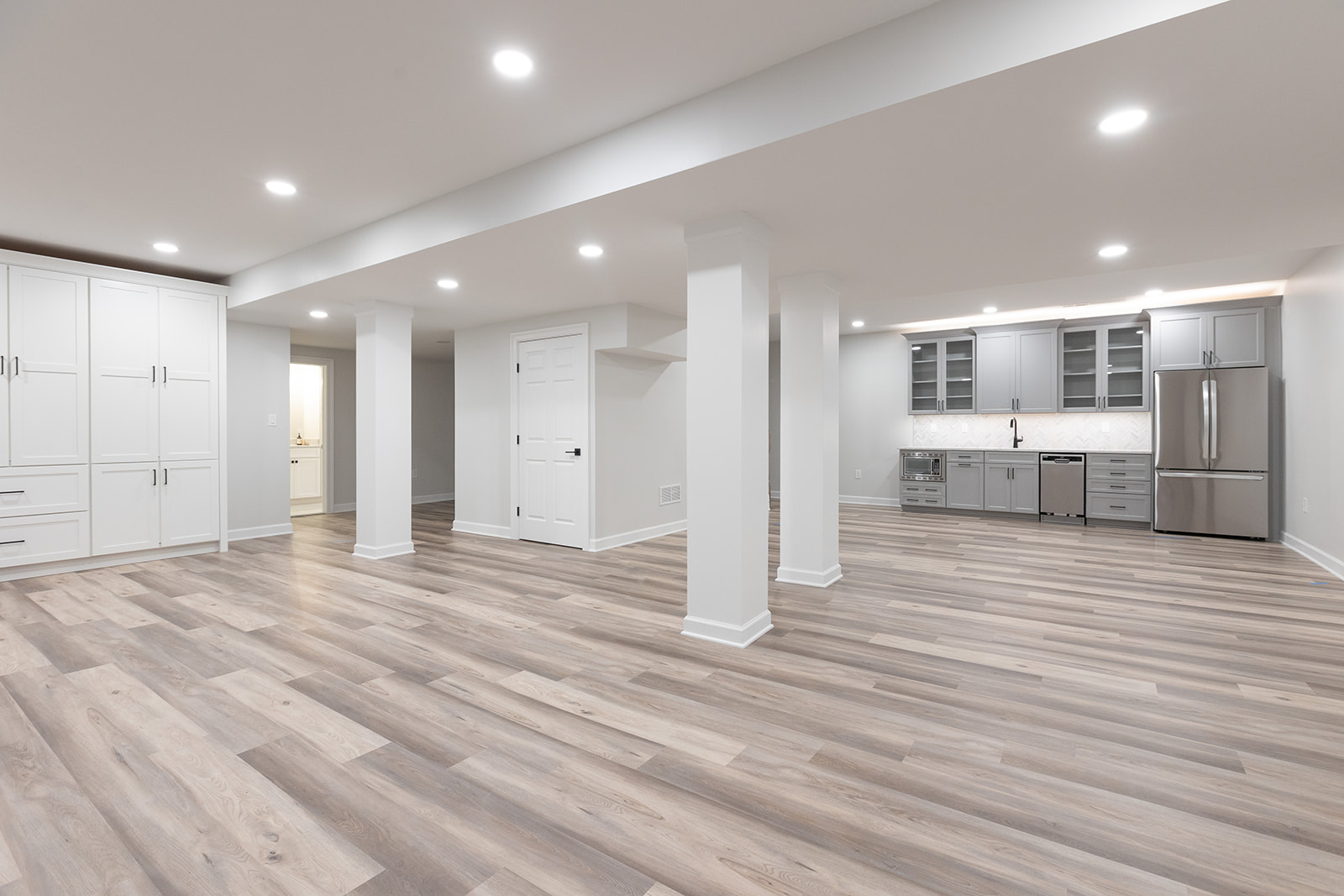 Scherr finished basement remodel with kitchenette and open living space